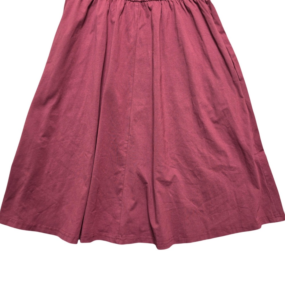 Cottagecore Boho Sundress Tie Front Button Detail Midi Womens Large Burgundy - Picture 7 of 13